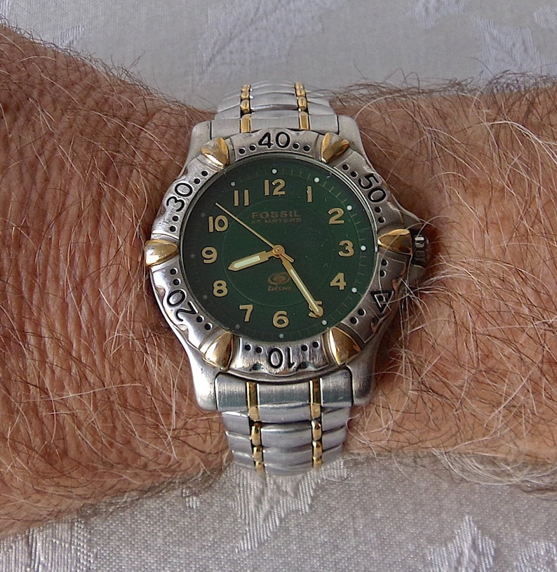 Vintage Fossil Blue Wrist Watch Mens Size Med-Large | Etsy