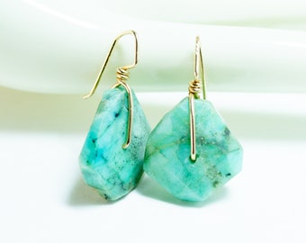 Turquoise Earrings Gold Plated Ear Wires