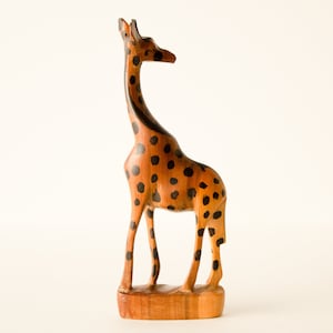 Vintage Wood Giraffe Figurine Hand Carved