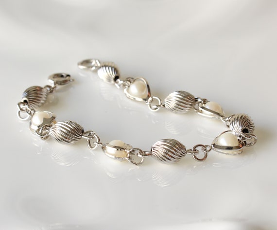 Pearl Heart Sterling Silver Bracelet - image 5