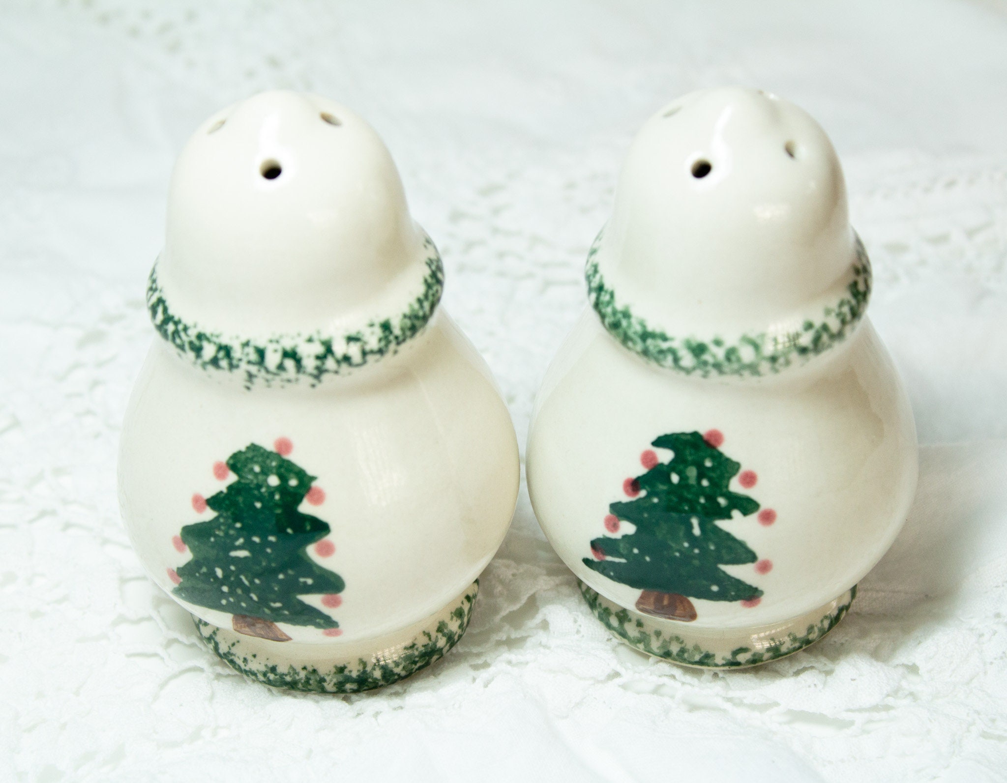 Mr. Christmas Weihnachtsbaum Salz- Und Pfefferstreuer Aus Keramik – Grün Mit Gelbem Stern, Handbemalt