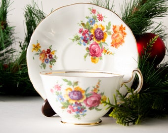 Adderley Teacup and Saucer Fall Colors 1960s