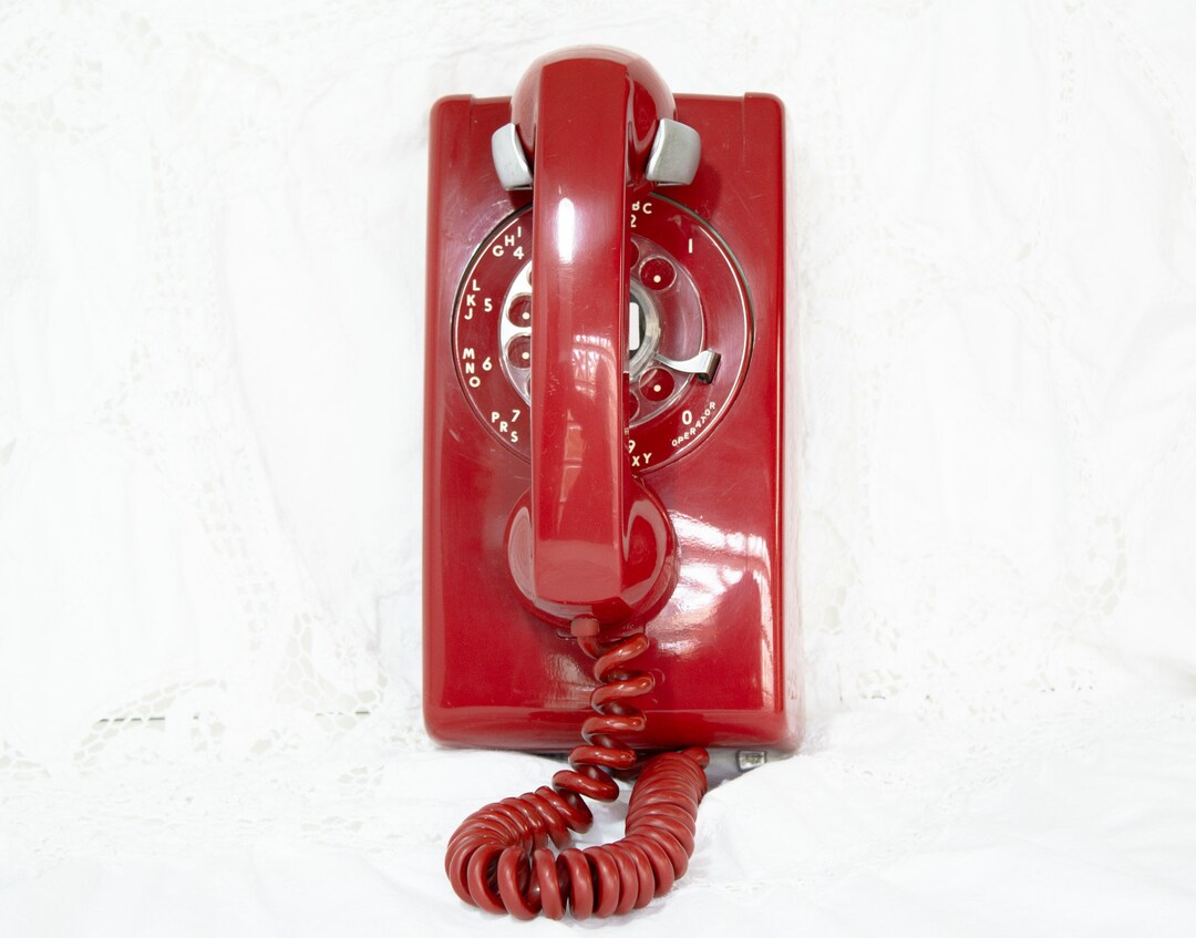 Red Rotary Dial Telephone Wall Hanging Phone Bell Systems Not Etsy