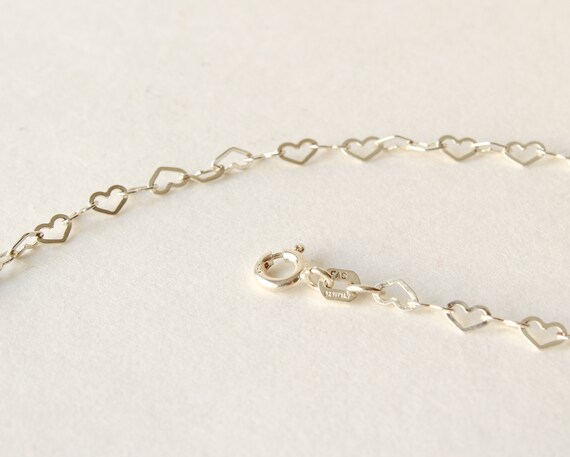 Vintage Sterling Hearts Link Bracelet 10 Inch Hallmarked