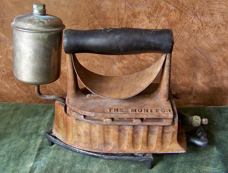 Antique Gas Iron The Monitor 1903 White Gas Powered Clothes Etsy