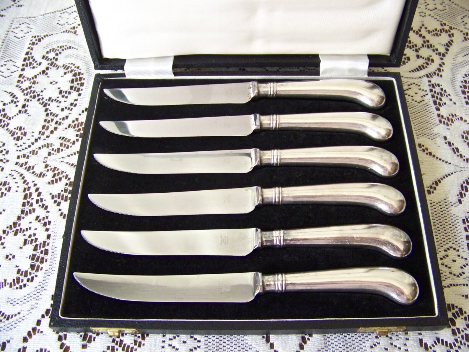 Vintage Steak Knife Set Sheffield England Silver Plate Pistol Etsy