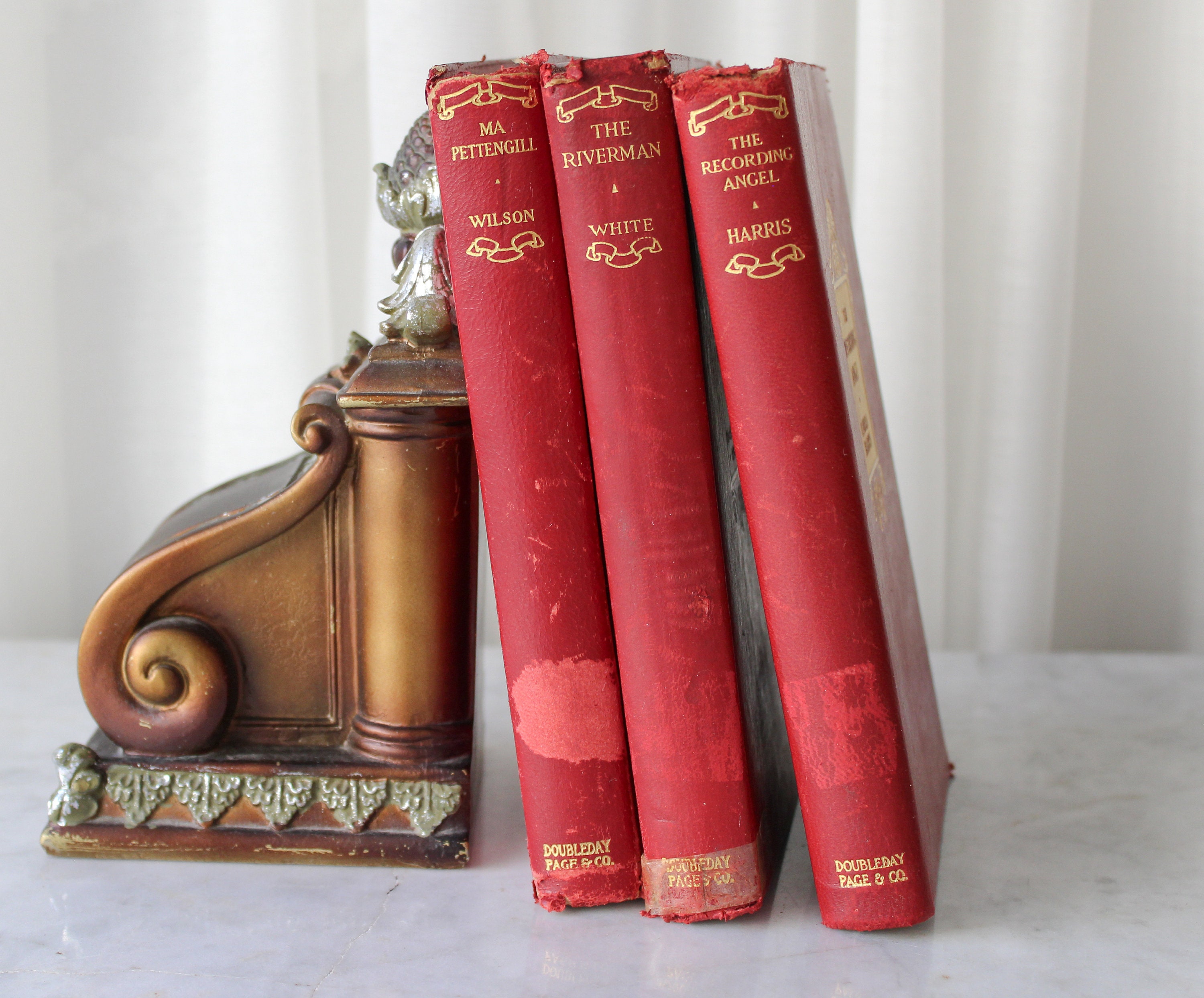 Red Leather Book Decor Set of Three 1920s - Etsy Canada