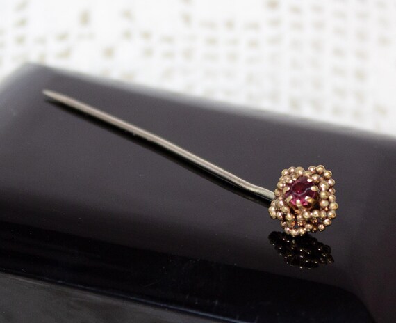 Vintage Stickpin With Ruby Gemstone - image 2