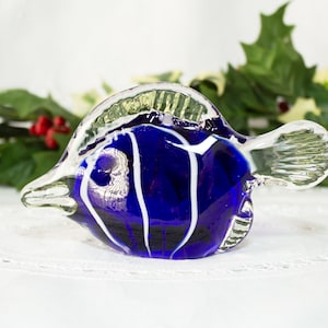 Vintage Art Glass Angel Fish Sculpture Paperweight