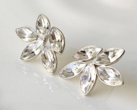 Glass Rhinestone Post Earrings Hollywood Glam - image 4