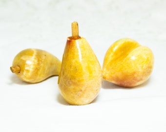 Vintage Alabaster Steinobst Anzeige Pfirsich, Birne und Mango