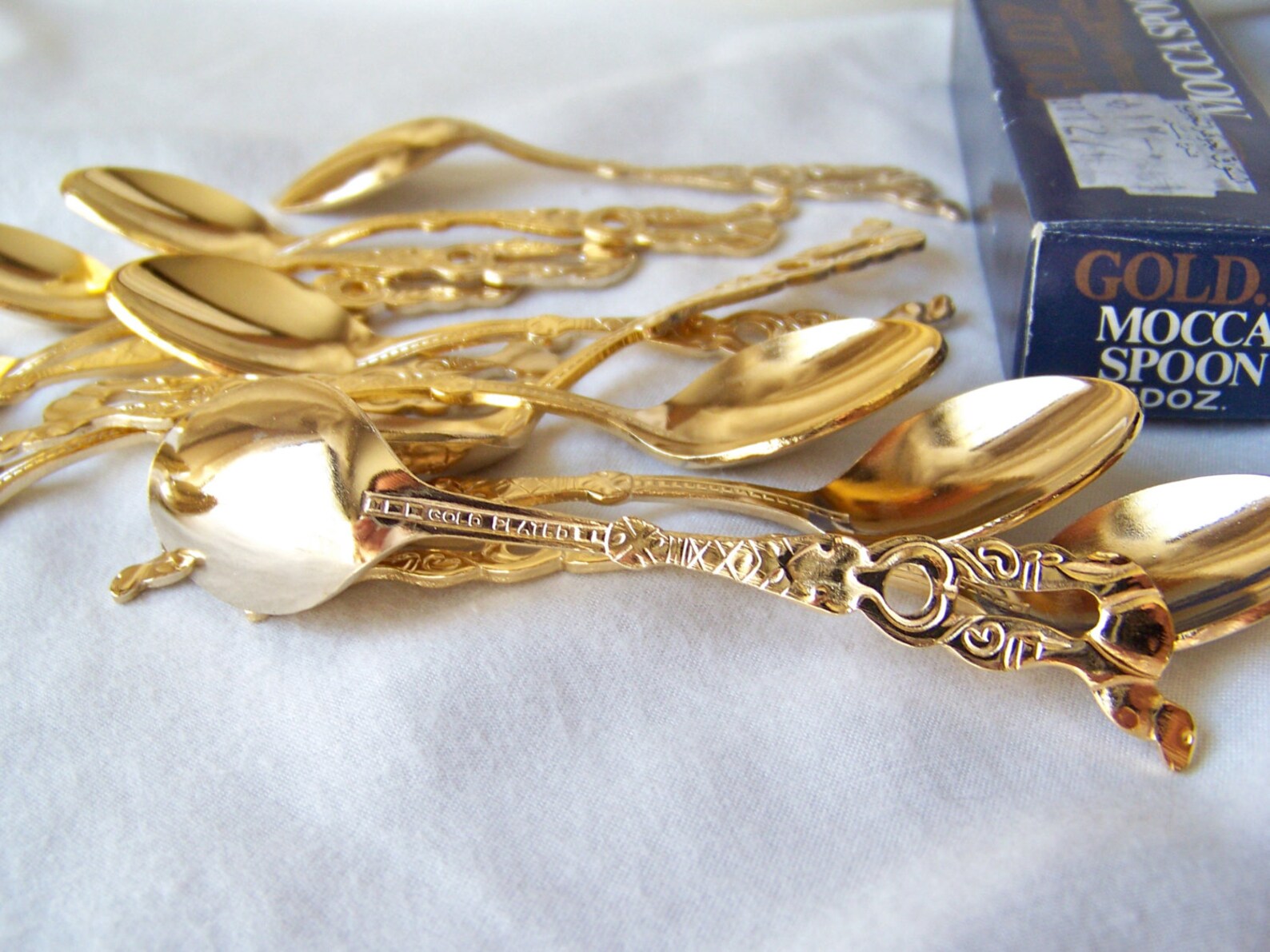 Vintage Mocca Spoon Set Gold Plated NIB Camel Handle 12 Gold Etsy