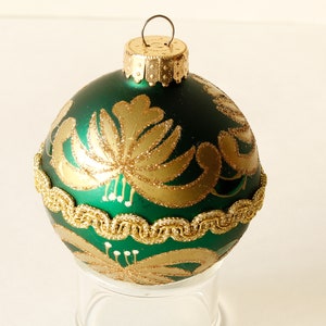 Vintage Christmas Ornament Green and Gold
