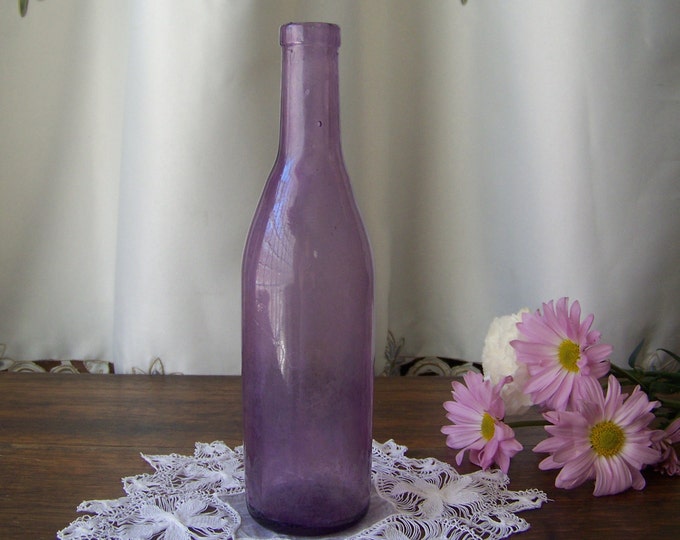 Vintage Purple Glass Bottle Sun Purple Amethyst Bottle Etsy