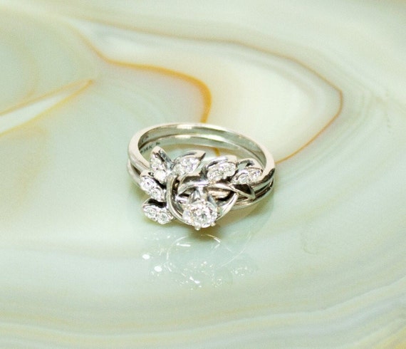 14K White Gold Diamond Bridal Set Vintage 1960s Etsy Australia