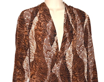 vintage 100% Silk Animal Print Secretary Blouse