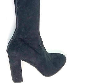 Vintage Knee-Hi Black Suede Boots