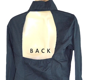 Ladies Black Cotton Keyhole-Back Shirt