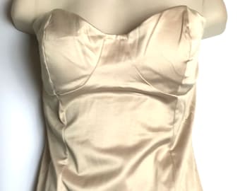 Vintage oro sin tirantes vestido