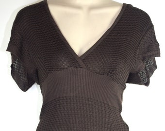 Chocolate Brown Open Weave Knit Dress