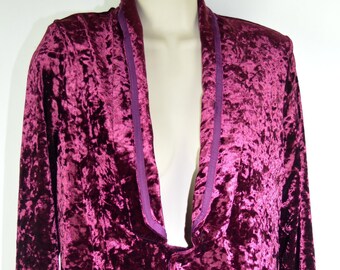 Kurtka palacza z aksamitu w kolorze bordowym z lat sześćdziesiątych