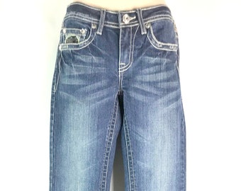 Stonewashed Denim Jeans with Rhinestone Details