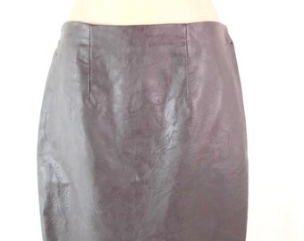 Vintage Ann Taylot Chocolate Brown Pleather Pencil Skirt