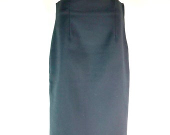 Vintage Zara Lana Garbardine Falda Lápiz Negro