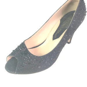 Black sequin shoes low heel sale