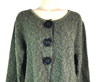 Vintage Olive Green Tencel Sweater Jacket