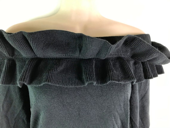 Vintage Black Cold Shoulder Sweater Top - image 2