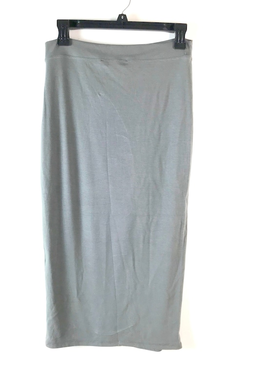Gray Rayon Midi Pencil Skirt