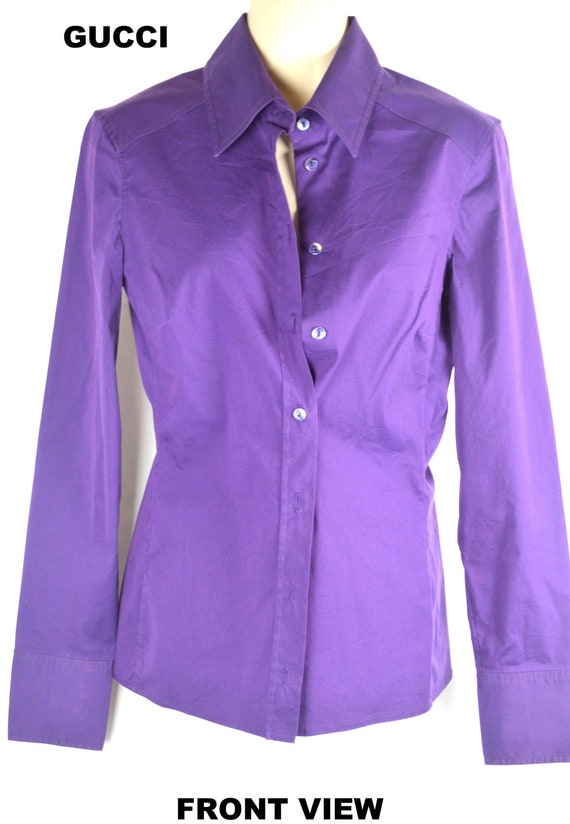 Vintage Gucci Cotton Stretch Ladies Shirt - image 1