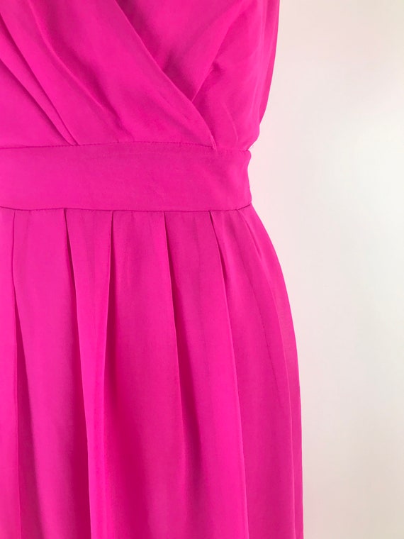 Vintage Hot Pink Chiffon Event Dress with Sash - image 4