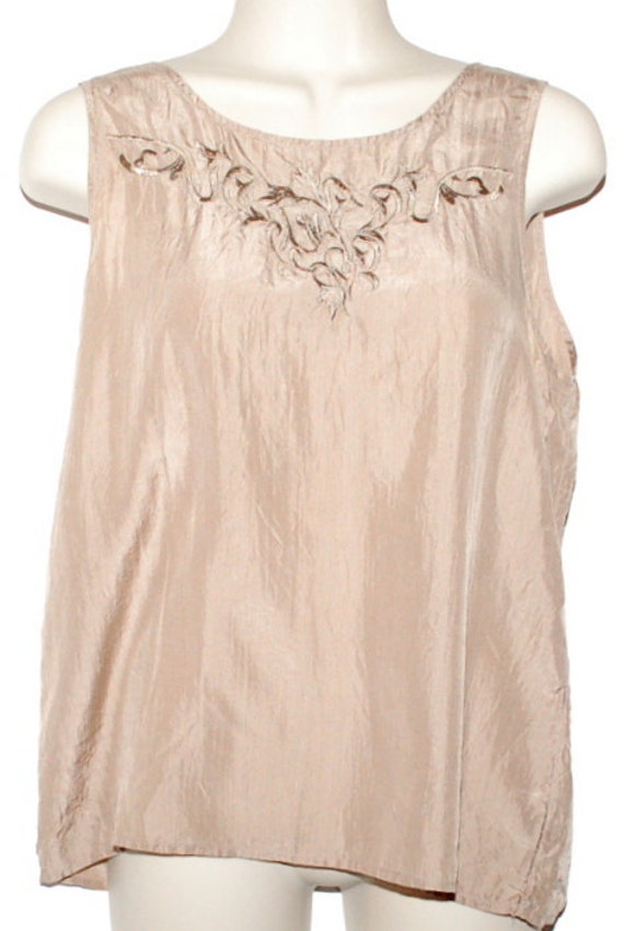 Vintage Embroidered silk tank top - image 2