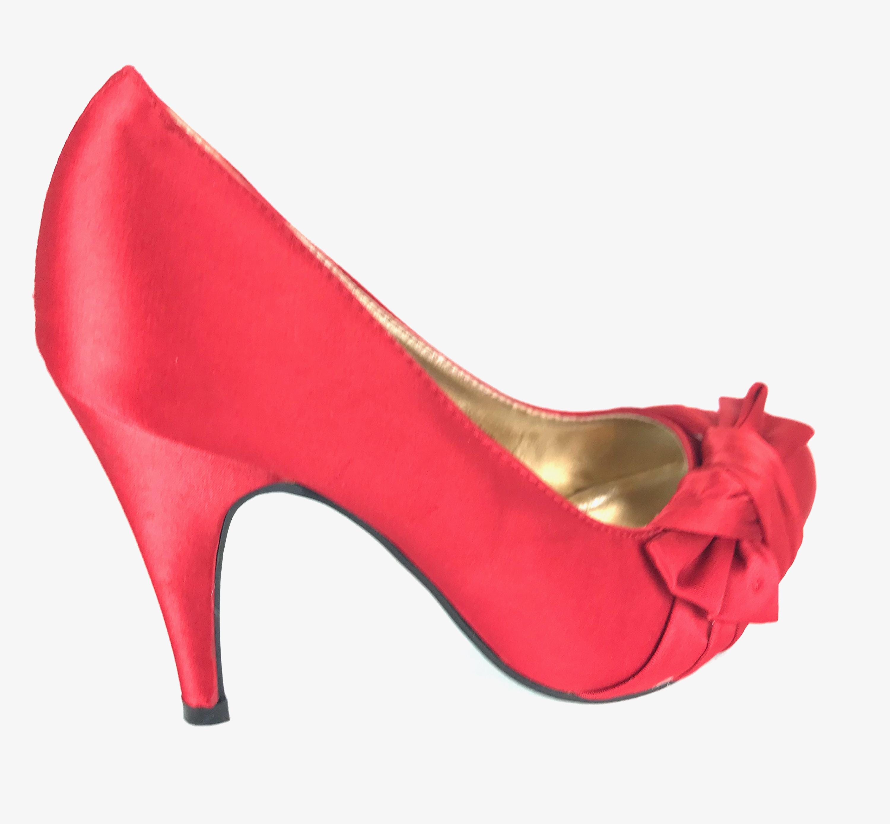 Red Satin Pumps