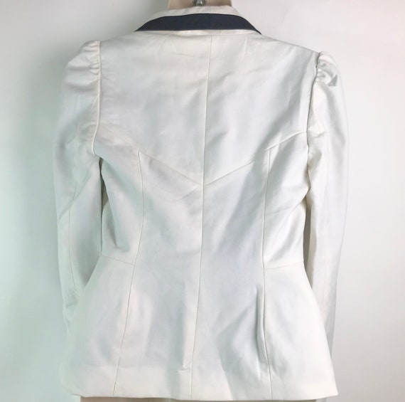 White Peplum Ladies Jacket with Black Collar - image 2