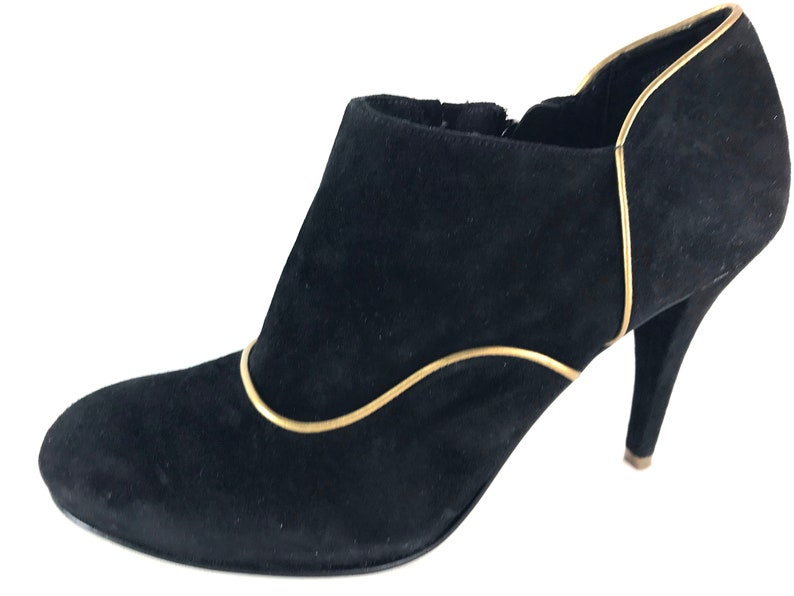 Vintage Black Suede Ankle Booties image 1