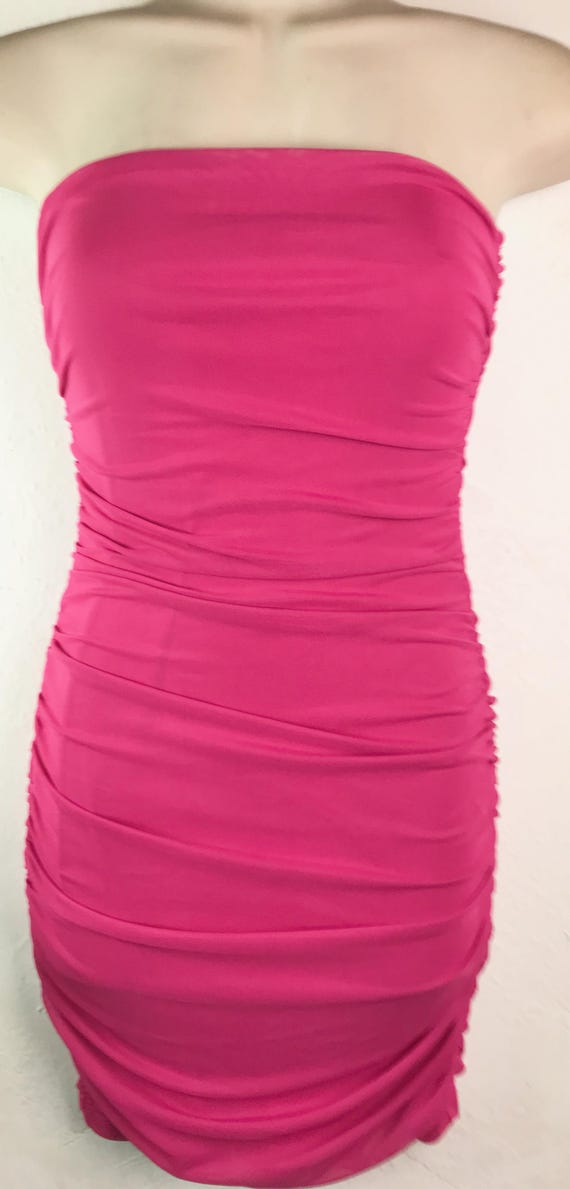 Hot Pink Ruched Sleeveless Dress - Etsy Hot Pink Ruched Sleeveless Dress - Etsy
