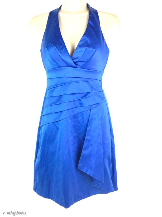 Vintage Royal Blue Halter Event Dress - image 1