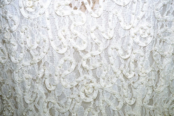 Vintage Pearl-drenched Lace Event Dress - image 4