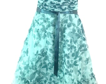 Vintage BCBG Max Azira Stunning Mint Green Floral Strapless Event Dress