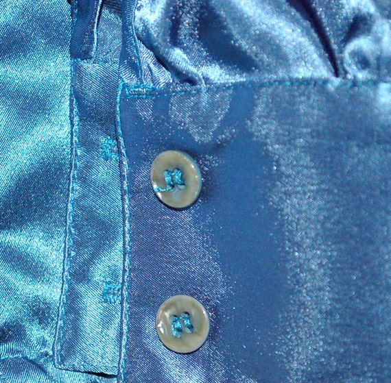 Vintage eighties tiel blue secretary blouse - image 4