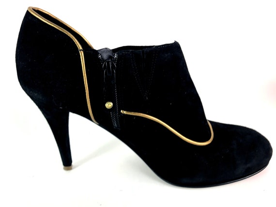 Vintage Black Suede Ankle Booties - image 3