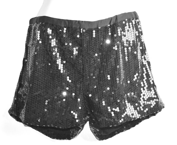 Eighties Black Sequinned Disco Shorts - image 1