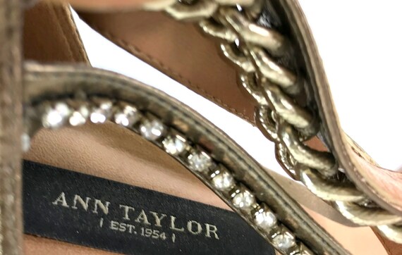 Vintage Ann Taylor Bronze Kitten Heel Leather Sandals - Gem