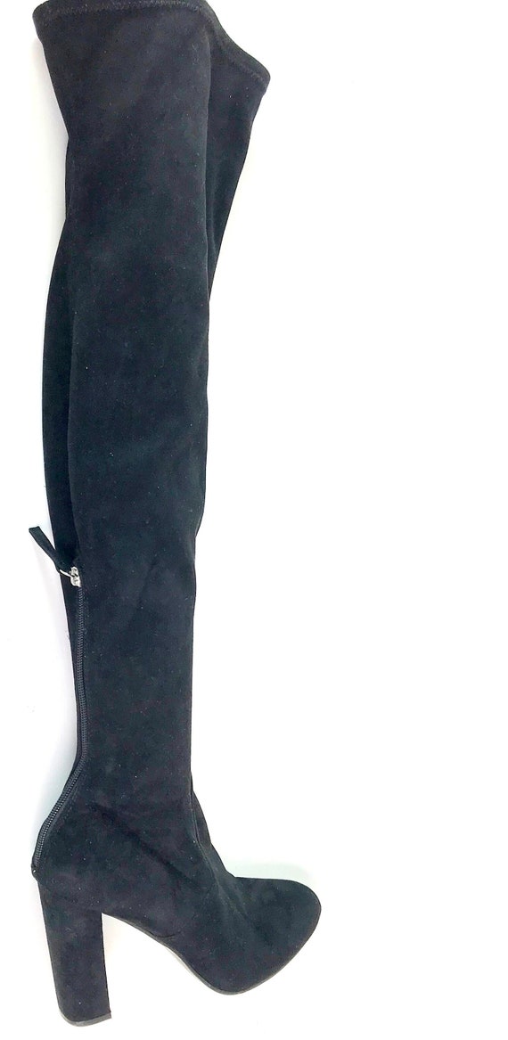 Vintage Knee-Hi Black Suede Boots