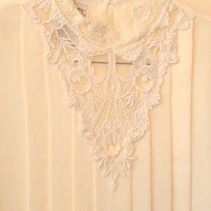 Classsic vintage vanilla cream blouse with ruffles and lace image 1
