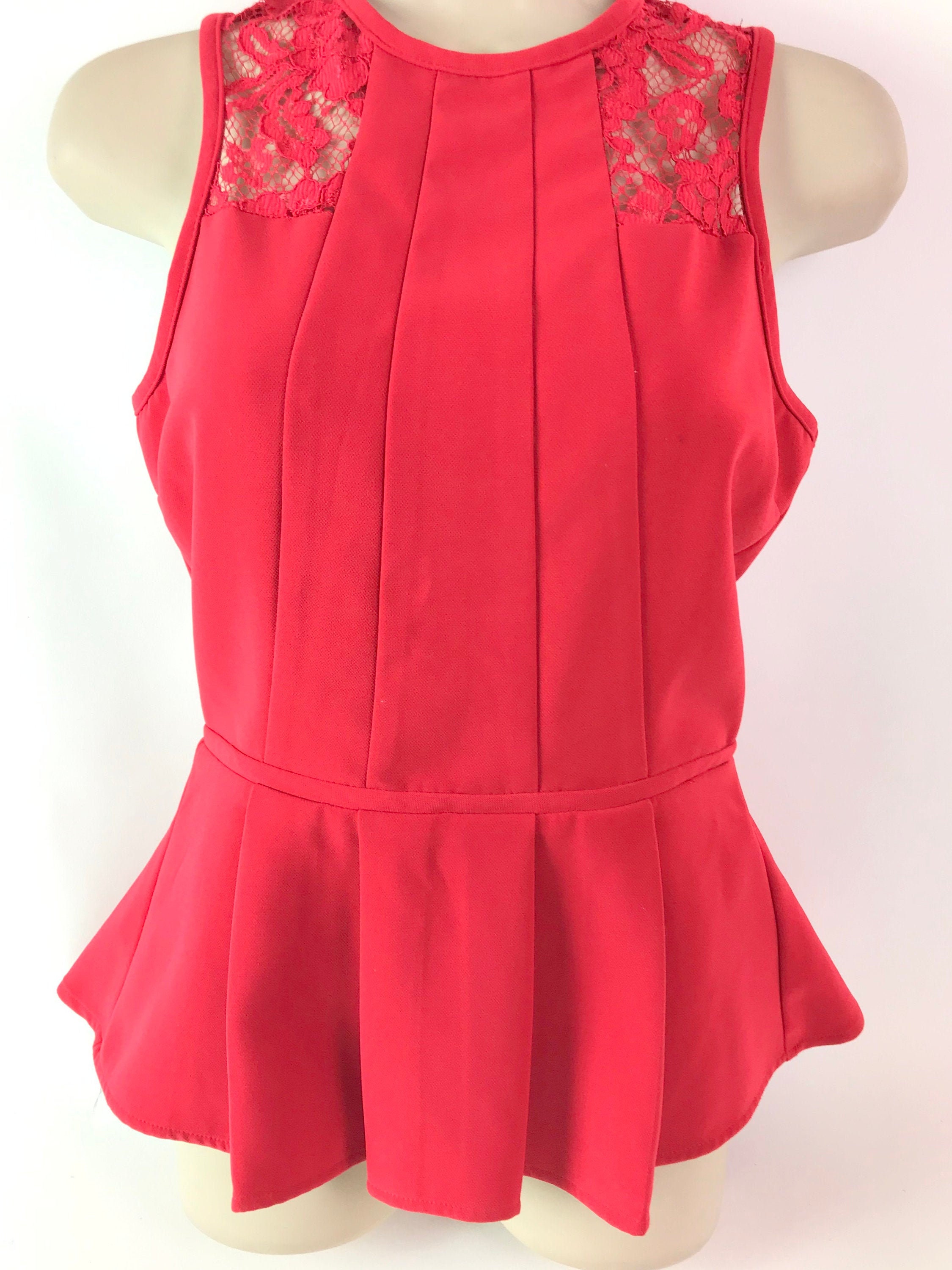 pink lace peplum top