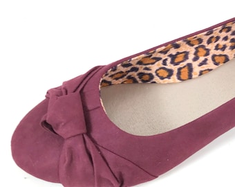 Burgundy Faux Suede Ballet Flats